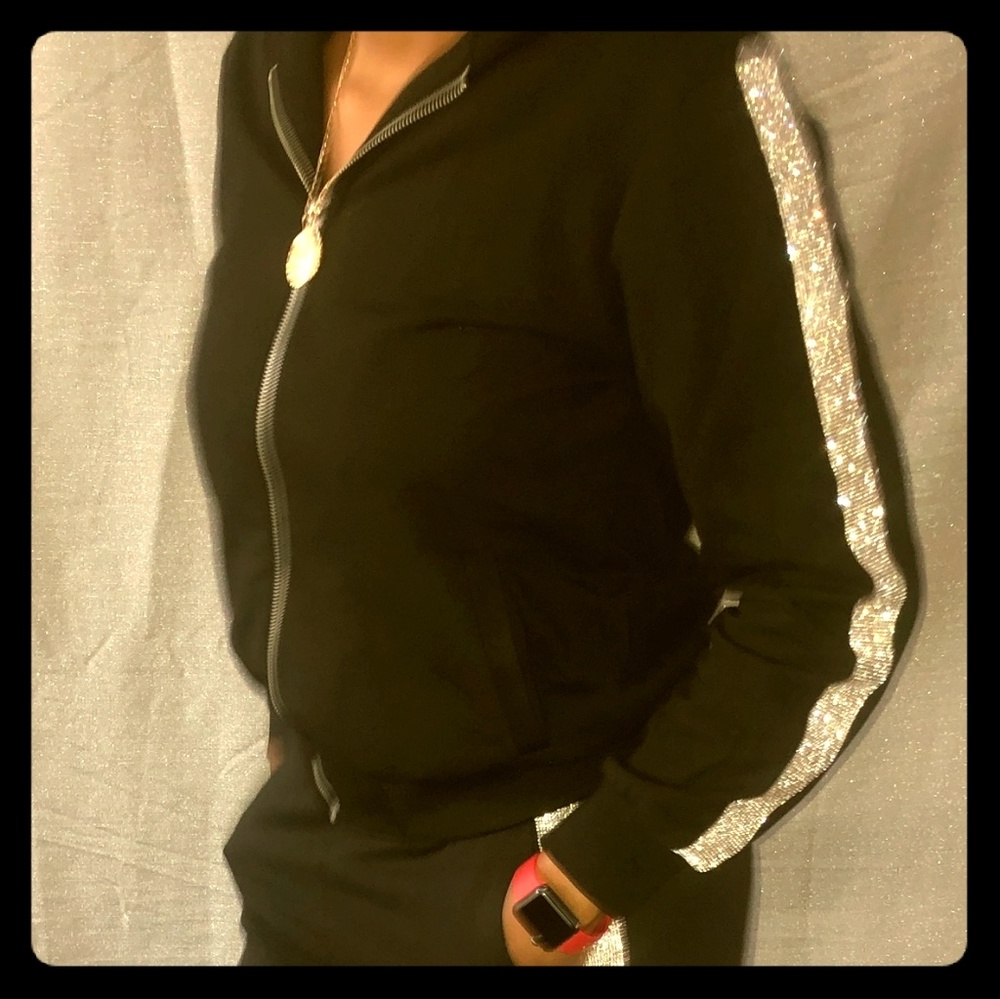 Black rhinestone hoodie